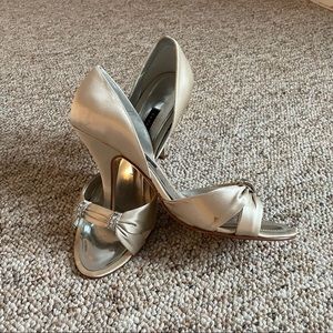 Caparros opal beige silk heels